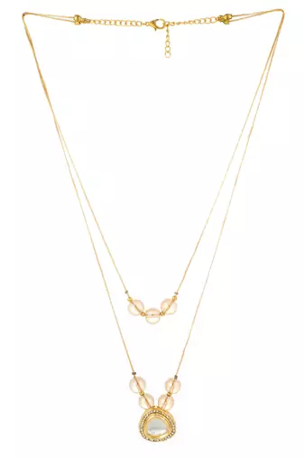 gold plated double layer kundan necklace