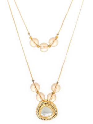 gold plated double layer kundan necklace 3