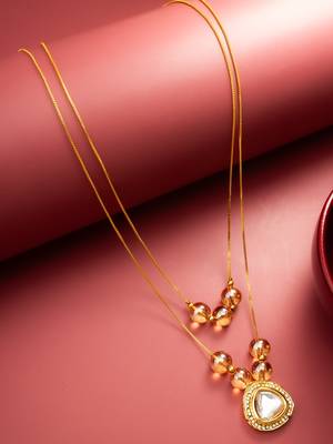 gold plated double layer kundan necklace 1
