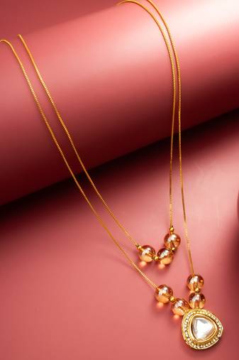 gold plated double layer kundan necklace