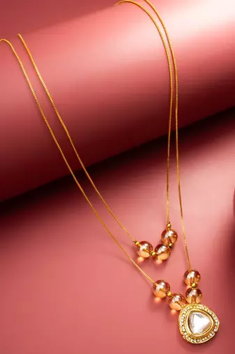 gold plated double layer kundan necklace