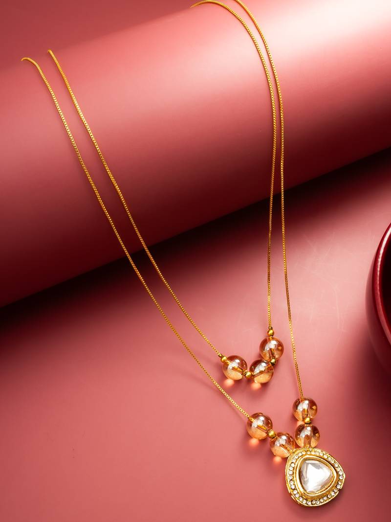 gold plated double layer kundan necklace