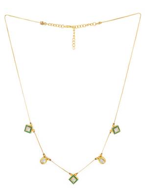 gold plated green enamel kundan necklace 2