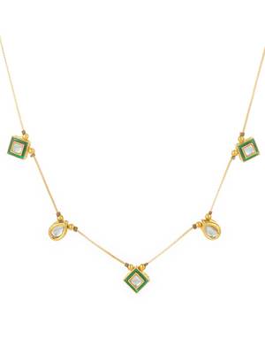 gold plated green enamel kundan necklace 3