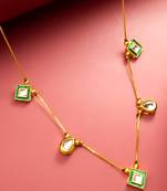 gold plated green enamel kundan necklace