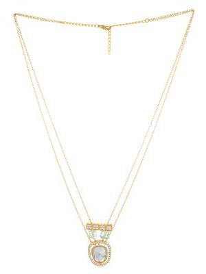 gold plated double chain kundan necklace 2