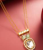 gold plated double chain kundan necklace