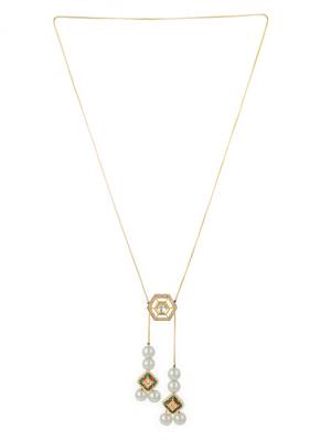 gold plated long kundan lariat necklace 2