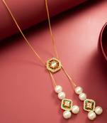 gold plated long kundan lariat necklace