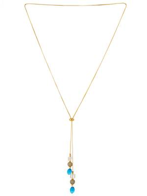 gold plated blue onyx lariat necklace 2