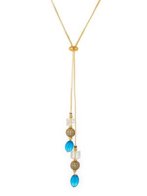 gold plated blue onyx lariat necklace 3