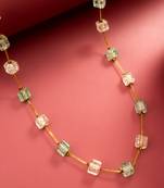 gold plated green crystal bead necklace