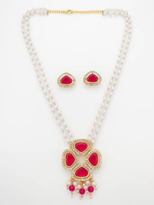 gold plated pearl necklace set 2