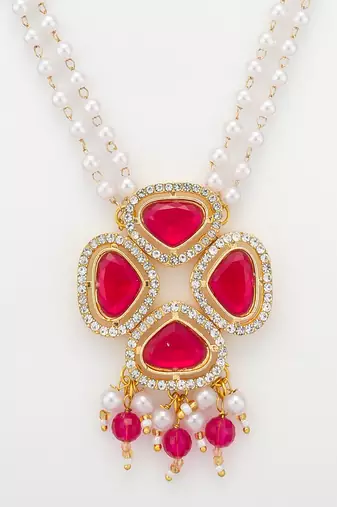 gold plated pearl necklace set