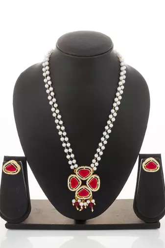 gold plated pearl necklace set