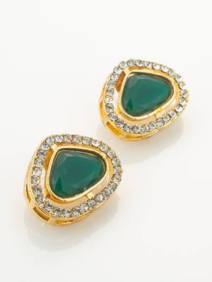 gold plated green stone pearl necklace set 3
