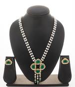 gold plated green stone pearl necklace set