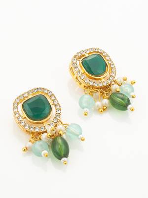 gold plated kundan long necklace set 3
