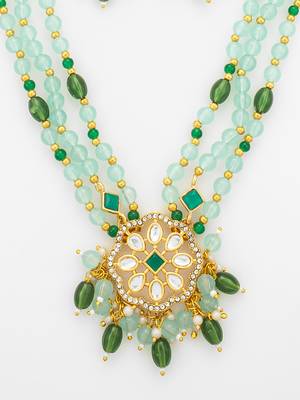 gold plated kundan long necklace set 5