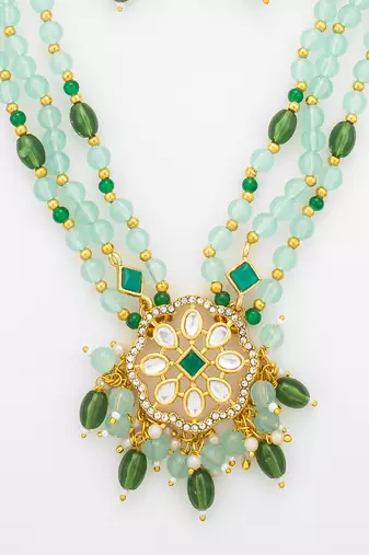 gold plated kundan long necklace set