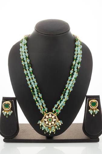 gold plated kundan long necklace set