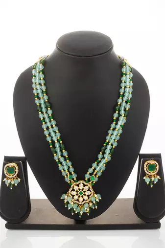 gold plated kundan long necklace set