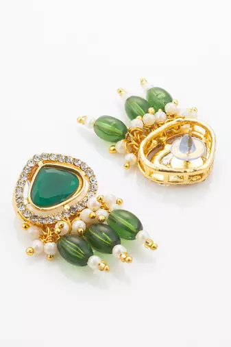 gold plated long pearl necklace set