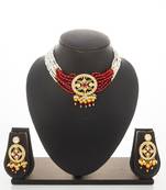 red white kundan choker set