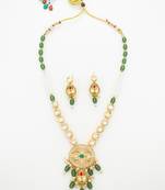 green meenakari long necklace set