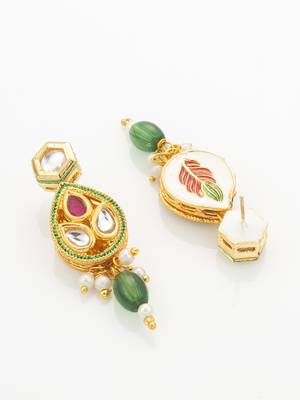 green meenakari long necklace set 3