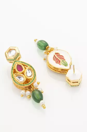green meenakari long necklace set