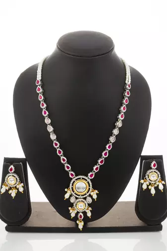 kundan long necklace set