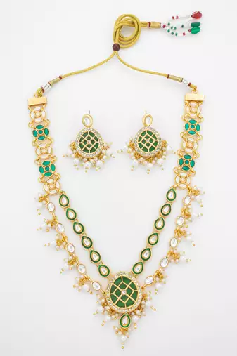 green meenakari kundan choker set
