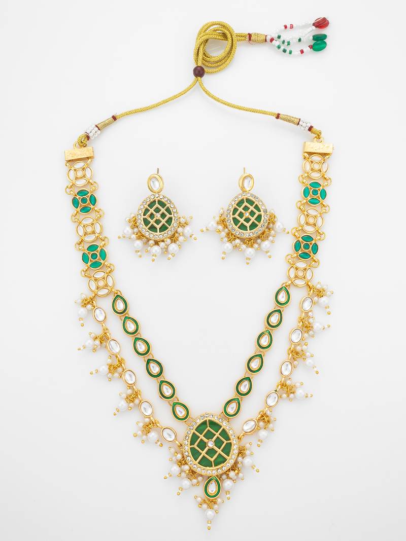 green meenakari kundan choker set