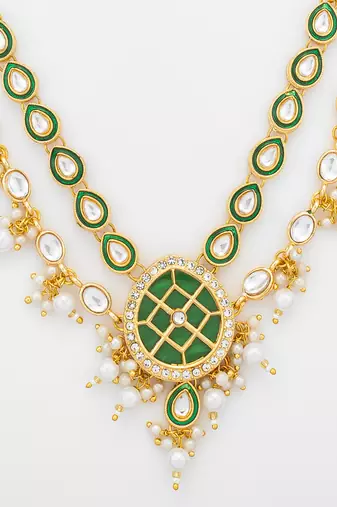 green meenakari kundan choker set