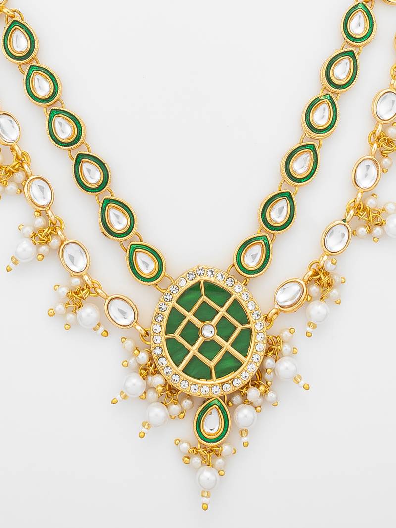 green meenakari kundan choker set