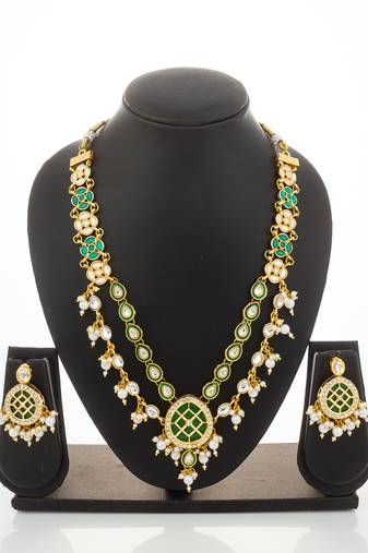 green meenakari kundan choker set