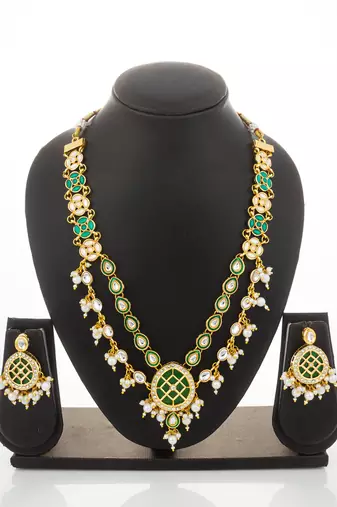 green meenakari kundan choker set