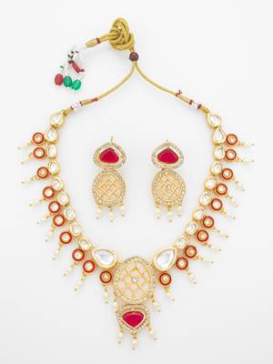 red kundan polki necklace set 2