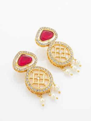 red kundan polki necklace set 3