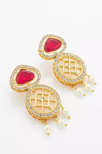 red kundan polki necklace set