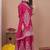 New womens trendy rani pink silk blend embroidered sharara suit set with dupatta