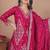 New womens trendy rani pink silk blend embroidered sharara suit set with dupatta