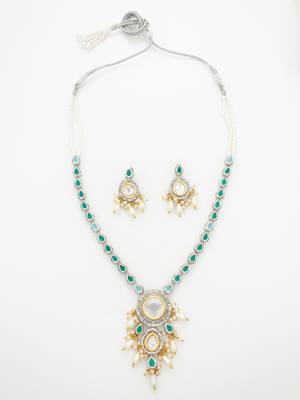silver plated kundan necklace set 2