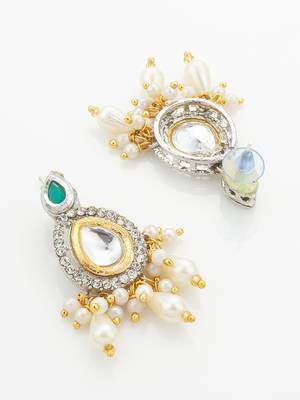 silver plated kundan necklace set 4
