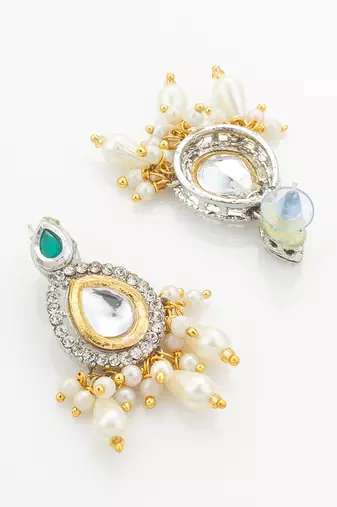 silver plated kundan necklace set
