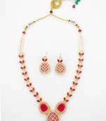 gold plated ruby kundan necklace set