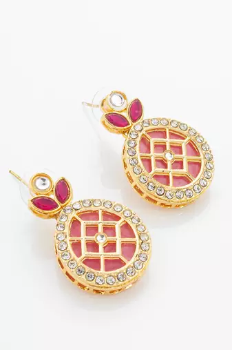 gold plated ruby kundan necklace set