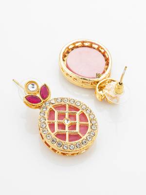 gold plated ruby kundan necklace set 3