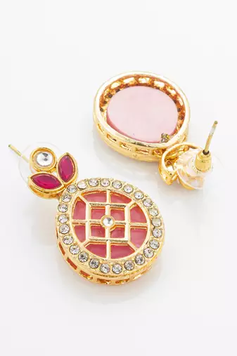gold plated ruby kundan necklace set